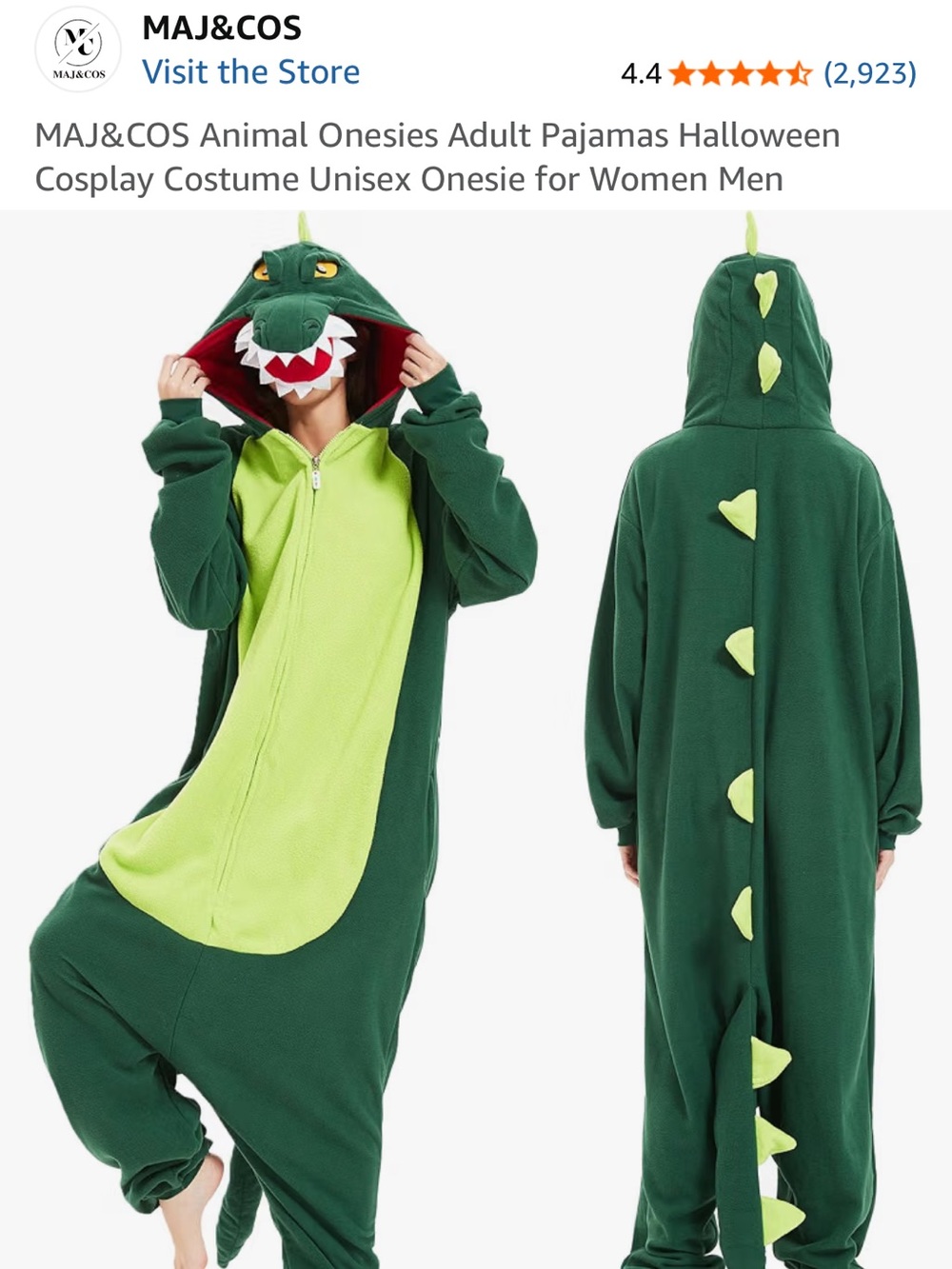 MAJ&COS Animal Adult Pajamas Halloween Cosplay Costume Unisex Onesie | XXL